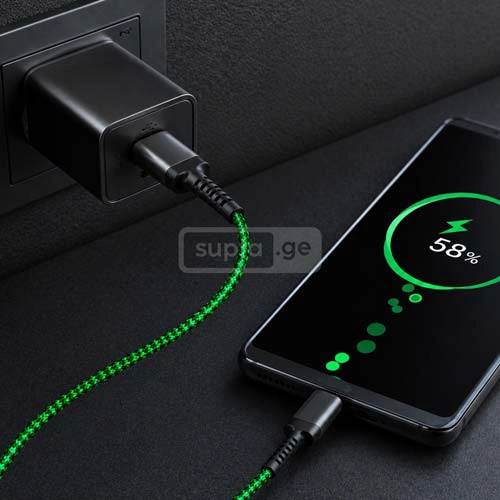 TENE-ტენე სწრაფი დამტენი კაბელი USB-A to Type-C 1.3მ 27W